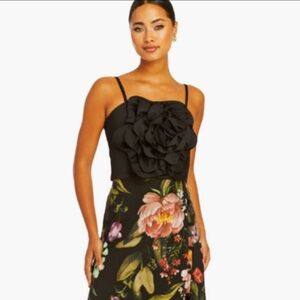 Dominique Flower Top - Black